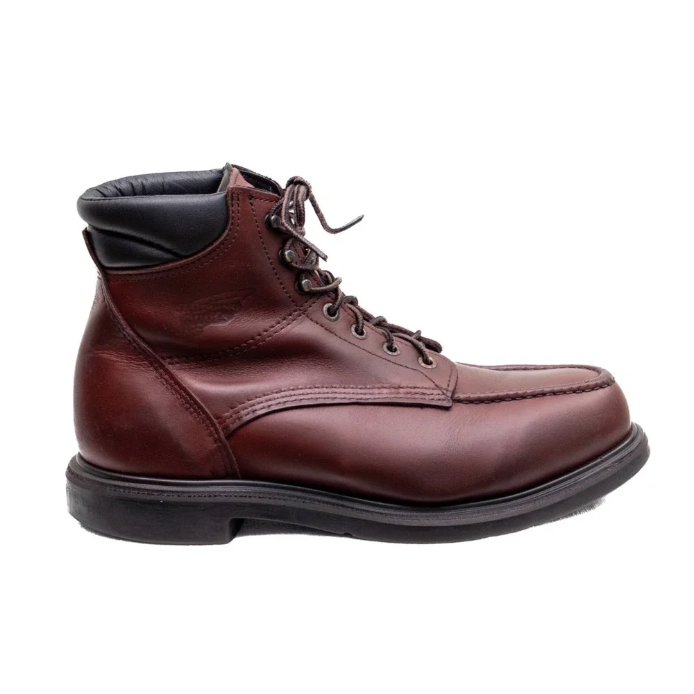 Red Wing Moc Toe Boots Burgundy 202 SUPERSOLE 6-INCH‎ SOFT TOE Men's US 10.5